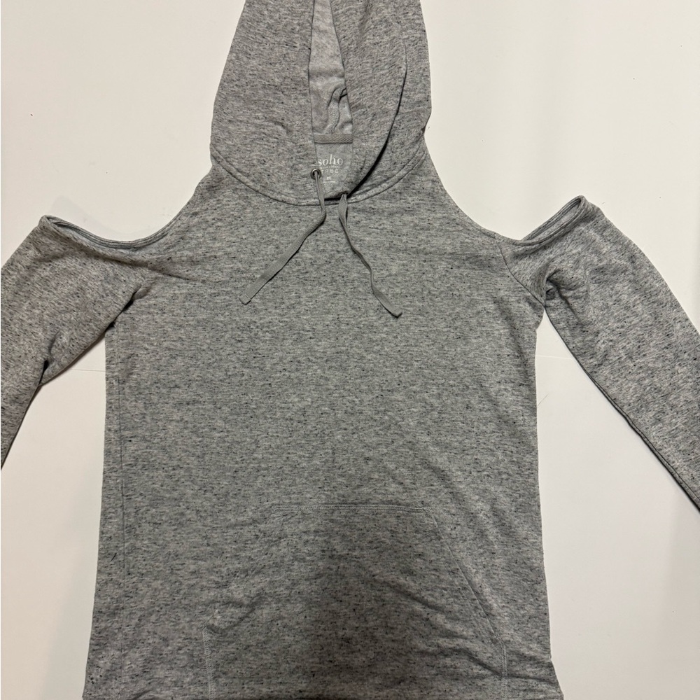 New York & Company (SoHo) Gray Cold Shoulder Hoodie